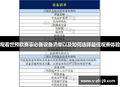 观看世预欧赛事必备设备清单以及如何选择最佳观赛体验