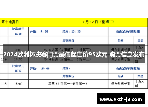 2024欧洲杯决赛门票最低起售价95欧元 购票信息发布